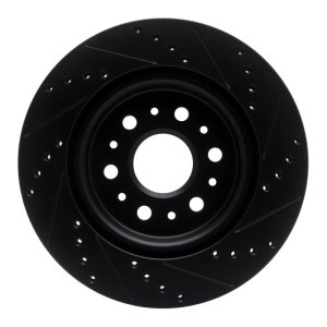 Buick Enclave Brake Rotor (1) - Rear Left - R1 Concepts - Drilled & Slotted - Black - `17-`25